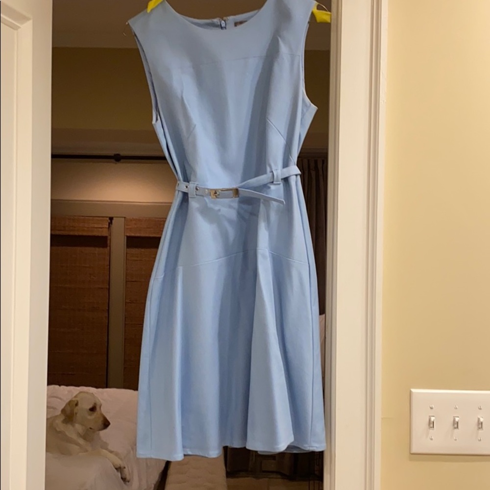 Work dress light blue with belt